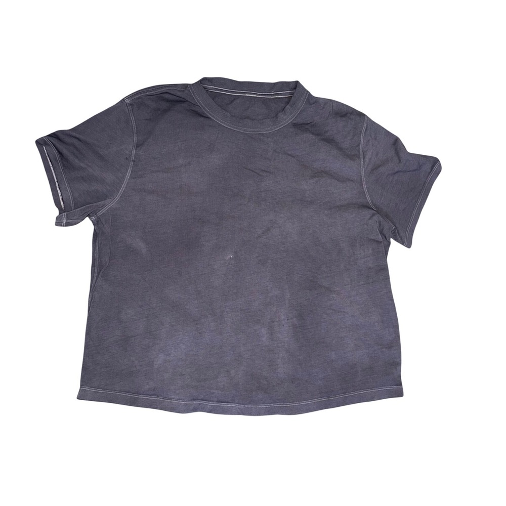 Lululemon Cates Tee Women 12 Grey Good Relaxed Cropped Short Sleeve Shirt